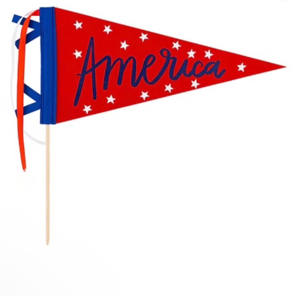 Felt America Red Pennant Flag - Party Decoration Stars Ribbon July 4th USA